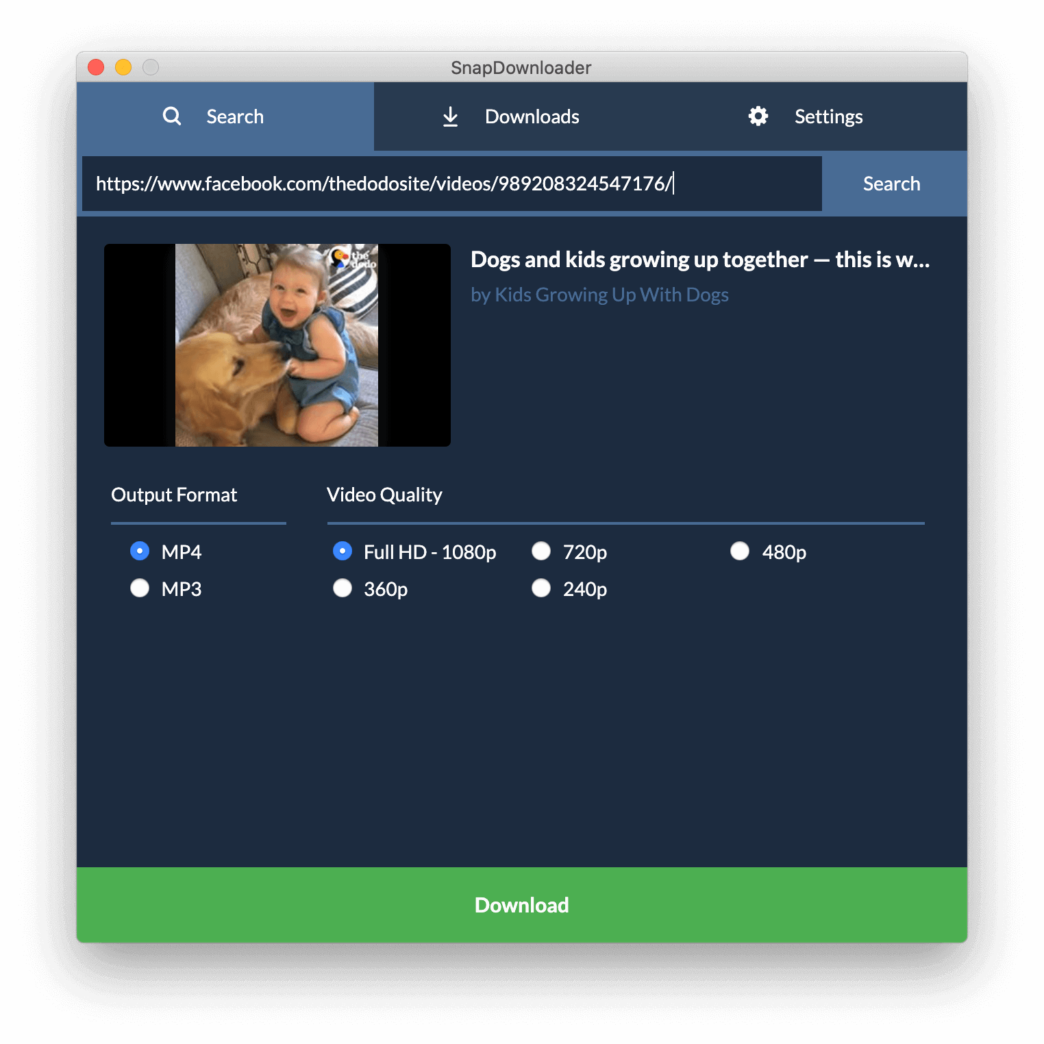 Facebook video downloader - SnapDownloader