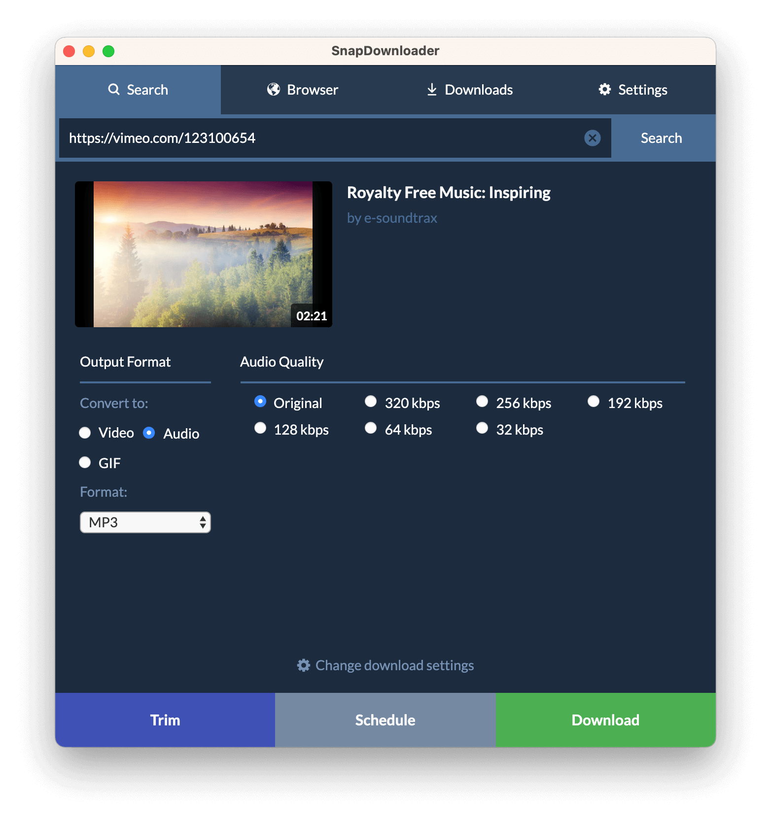 Vimeo to MP3 converter